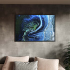 Quadro Decorativo Abstrato Blue Cre Com Moldura Preto - 120x6
