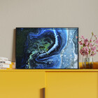 Quadro Decorativo Abstrato Blue Cre Com Moldura Preto - 120x8