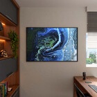 Quadro Decorativo Abstrato Blue Cre Com Moldura Preto - 200x1