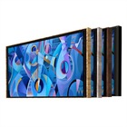 Quadro Decorativo Abstrato Blue Shapes Moldura Dourada 200x100