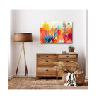 Quadro Decorativo Abstrato Brush Stroke C/ Moldura Marrom 90
