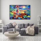 Quadro Decorativo Abstrato Cerrado Moldura Prata E Vidro 120x