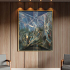 Quadro Decorativo Abstrato Cindir Com Moldura E Vidro Dourada