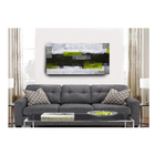 Quadro Decorativo Abstrato Cinza Preto E Amarelo 55x100cm