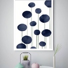 Quadro Decorativo Abstrato Círculos Azuis  - 70x50cm Moldura