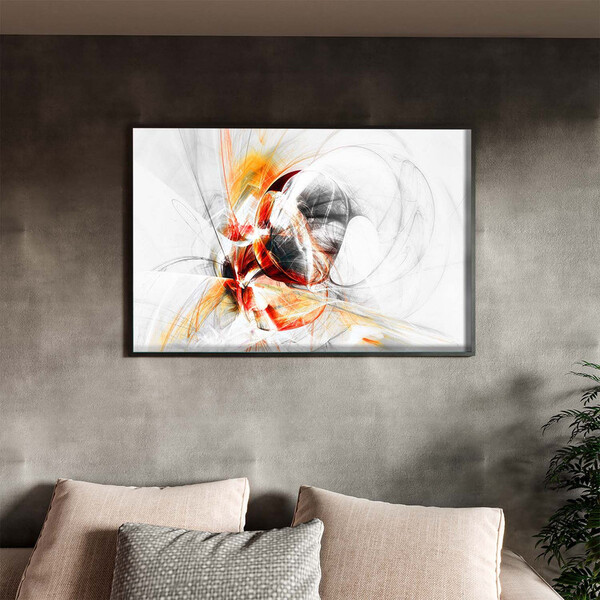 Quadro Decorativo Abstrato Clean Dynamic Com Moldura Preto -