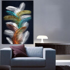 Quadro Decorativo Abstrato Colorful Featrhers - 120x80 Cm