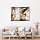 Quadro Decorativo Abstrato Com 2 Telas De Parede Para Sala Qu
