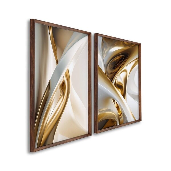 Quadro Decorativo Abstrato Com 2 Telas De Parede Para Sala Qu