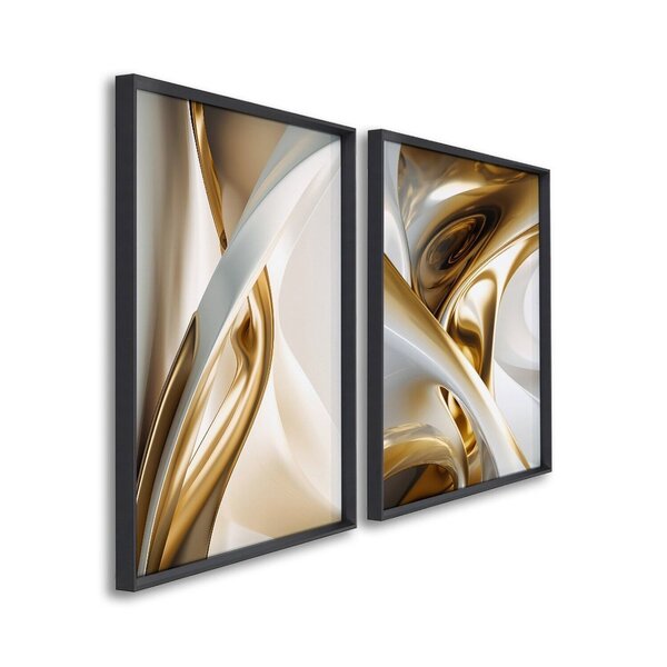 Quadro Decorativo Abstrato Com 2 Telas De Parede Para Sala Qu