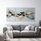 Quadro Decorativo Abstrato Com 3 Telas De Parede Para Sala Qu
