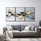 Quadro Decorativo Abstrato Com 3 Telas De Parede Para Sala Qu