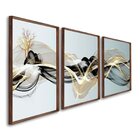 Quadro Decorativo Abstrato Com 3 Telas De Parede Para Sala Qu