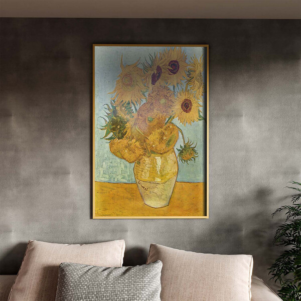 Quadro Decorativo Abstrato Doze Girassóis Numa Jarra - Van Go