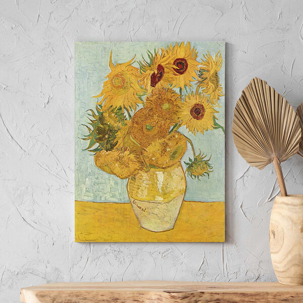 Quadro Decorativo Abstrato Doze Girassóis Numa Jarra - Van Go