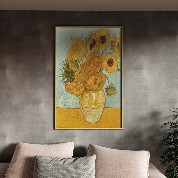 Quadro Decorativo Abstrato Doze Girassóis Numa Jarra - Van Go