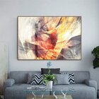 Quadro Decorativo Abstrato Dynamic Curves Com Moldura Marrom