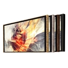 Quadro Decorativo Abstrato Dynamic Curves Com Moldura Marrom