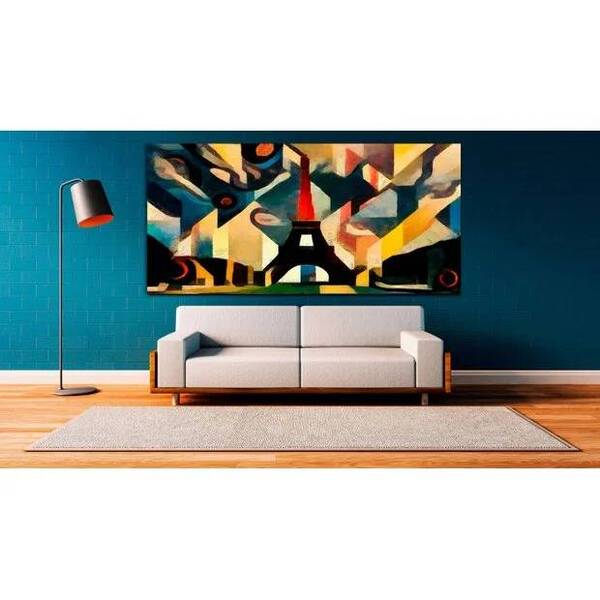 Quadro Decorativo Abstrato Eiffel Cubista - 200x100cm