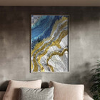 Quadro Decorativo Abstrato Elemento Gelo Com Moldura E Vidro