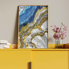 Quadro Decorativo Abstrato Elemento Gelo Com Moldura E Vidro