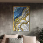 Quadro Decorativo Abstrato Elemento Gelo Com Moldura E Vidro
