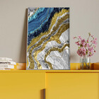 Quadro Decorativo Abstrato Elemento Gelo Com Moldura Prata -