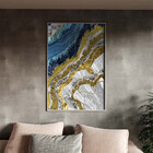 Quadro Decorativo Abstrato Elemento Gelo Com Moldura Prata -
