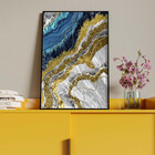 Quadro Decorativo Abstrato Elemento Gelo Com Moldura Preto -