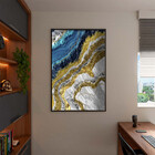 Quadro Decorativo Abstrato Elemento Gelo Com Moldura Preto -