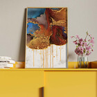 Quadro Decorativo Abstrato Elemento Terra Com Moldura Dourada