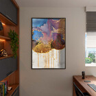 Quadro Decorativo Abstrato Elemento Terra Com Moldura E Vidro