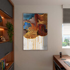 Quadro Decorativo Abstrato Elemento Terra Com Moldura Prata -