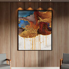 Quadro Decorativo Abstrato Elemento Terra Com Moldura Preto -