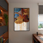 Quadro Decorativo Abstrato Elemento Terra Com Moldura Preto -