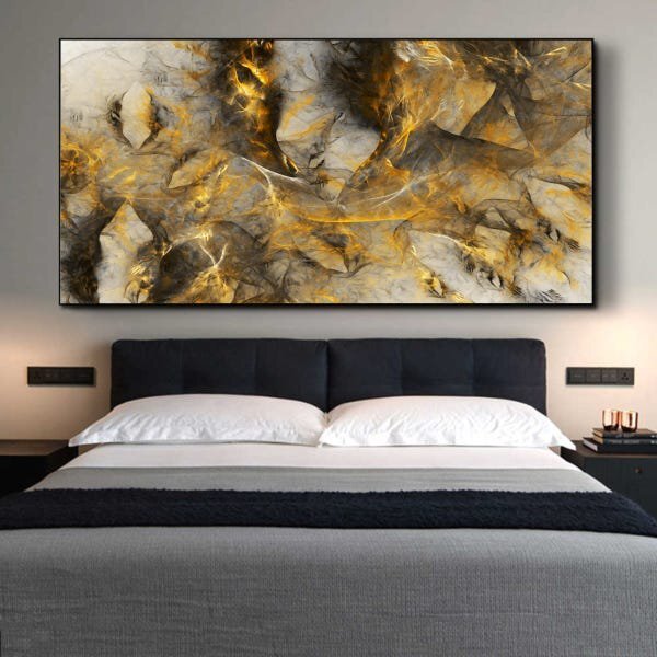 Quadro Decorativo Abstrato Eletric Discharge Com Moldura Pret