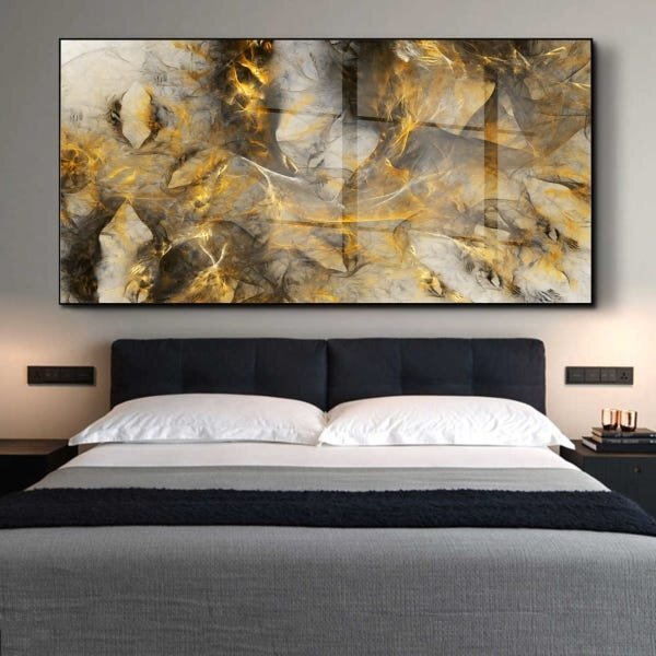 Quadro Decorativo Abstrato Eletric Discharge Com Moldura Pret