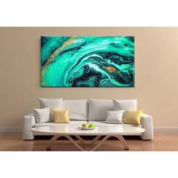 Quadro Decorativo Abstrato Emerald Waves - 180x100cm