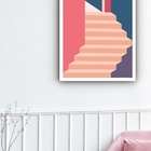 Quadro Decorativo Abstrato Escada Bege Azul Rosa  - 70x50cm M