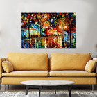 Quadro Decorativo Abstrato Espatulado Paisagem Praça