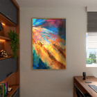 Quadro Decorativo Abstrato Expressive Summer Com Moldura E Vi