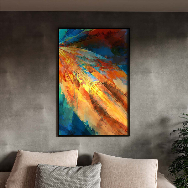 Quadro Decorativo Abstrato Expressive Summer Com Moldura Pret
