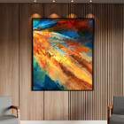 Quadro Decorativo Abstrato Expressive Summer Com Moldura Pret