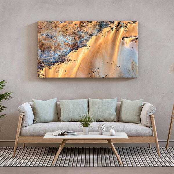 Quadro Decorativo Abstrato Falesias Dourado - 120x60 Cm