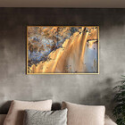 Quadro Decorativo Abstrato Falesias Dourado Com Moldura Doura