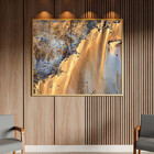 Quadro Decorativo Abstrato Falesias Dourado Com Moldura Doura