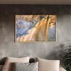 Quadro Decorativo Abstrato Falesias Dourado Com Moldura E Vid