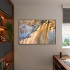 Quadro Decorativo Abstrato Falesias Dourado Com Moldura E Vid