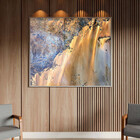 Quadro Decorativo Abstrato Falesias Dourado Com Moldura E Vid