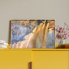 Quadro Decorativo Abstrato Falesias Dourado Com Moldura E Vid